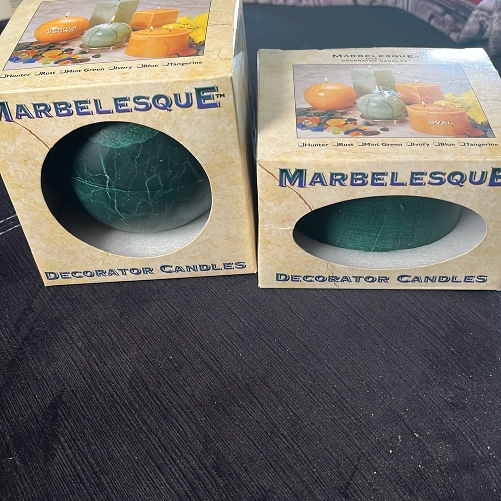 Two Marbelesque marbled candles